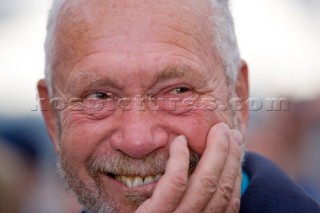 BILBAO, SPAIN - October 22nd 2006: Sir Robin Knox-Johnston (GBR), at 67 years old skipper of the Open 60 yacht SAGA INSURANCE. The Velux 5 Oceans is a three part round the world yacht race for the bravest of solo sailors. Leg 1 is approximately 12,000 miles from Bilbao in Spain to Fremantle in Western Australia. It is the ultimate test of sailing skill, stamina and endurance. (Rights restrictions may apply)