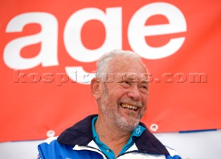 BILBAO, SPAIN - October 22nd 2006: Sir Robin Knox-Johnston (GBR), at 67 years old skipper of the Open 60 yacht SAGA INSURANCE. The Velux 5 Oceans is a three part round the world yacht race for the bravest of solo sailors. Leg 1 is approximately 12,000 miles from Bilbao in Spain to Fremantle in Western Australia. It is the ultimate test of sailing skill, stamina and endurance. (Rights restrictions may apply)