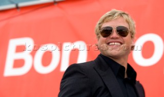 BILBAO, SPAIN - October 22nd 2006: Alex Thomson (GBR) skipper of Open 60 monohull HUGO BOSS. The Velux 5 Oceans is a three part round the world yacht race for the bravest of solo sailors. Leg 1 is approximately 12,000 miles from Bilbao in Spain to Fremantle in Western Australia. It is the ultimate test of sailing skill, stamina and endurance. (Rights restrictions may apply)