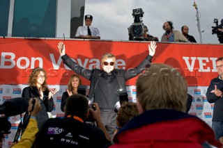 BILBAO, SPAIN - October 22nd 2006: Alex Thomson (GBR) skipper of Open 60 monohull HUGO BOSS. The Velux 5 Oceans is a three part round the world yacht race for the bravest of solo sailors. Leg 1 is approximately 12,000 miles from Bilbao in Spain to Fremantle in Western Australia. It is the ultimate test of sailing skill, stamina and endurance. (Rights restrictions may apply)