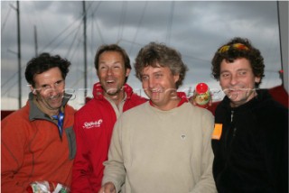 Eric Loizeau - Thomas Coville - Laurent Bourgnon - Stève Ravussin  -  26/10/2006 - Saint Malo (FRA) - Route du Rhum 2006 - Ambiances ponton - 26/10/2006 - Saint Malo (FRA) - Route du Rhum 2006 - Dock ambiances  - Eric Loizeau - Thomas Coville - Laurent Bourgnon - Stève Ravussin  -