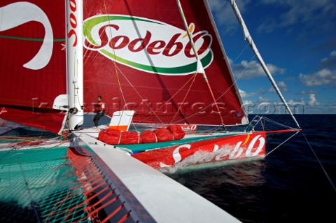 LA TRINITESURMER FRANCE  Skipper Thomas Coville FRA training for the Route du Rhum race onboard his 