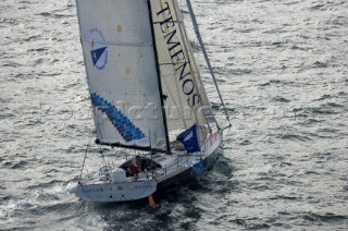 06_15703 ST MALO, FRANCE,  29 October 2006 . ROUTE DU RHUM-LA BANQUE POSTALE,Single-handed transatlantic sailing race : St Malo (FRA) / Ponte a Pitre (Guadeloupe/ French West Indies) 3543 NM . . Start from St Malo on 29th Oct. Monohull Imoca TEMENOS, skipper Wavre Dominique.