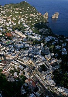 Capri - Italy -. View of the City with Faraglioni Rocks in the background