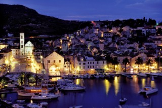 Hvar - Croatia. Hvar Island. St. Stephens Square . with the Cathedral and Venetian Loggia