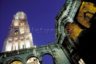 Split - Croatia. The peristyle and the Tower.