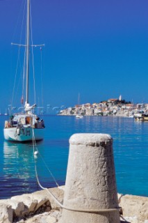 Primosten - Croatia. Boat moored in Primosten Bay