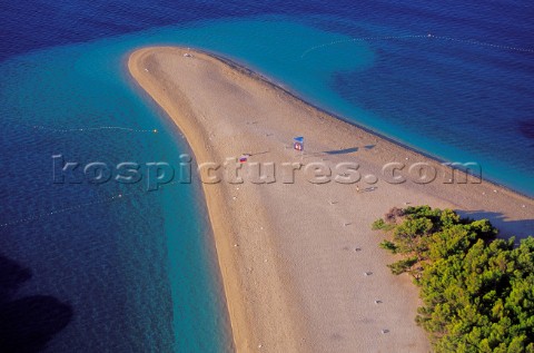 Croatia  Brac Island Slatini Rat Beach Aereal view