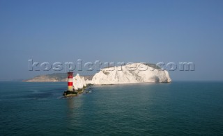 An aerial shot of the Needles on the western edge of the Isle of Wight