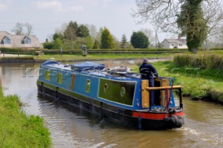 Narrow Boat on the Llangollen Canal approaching the junction with the Montgomery Canal,Frankton Junction,Welsh Frankton,Shropshire,England,UK.April 2006.