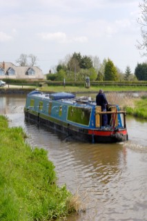 Narrow Boat on the Llangollen Canal approaching the junction with the Montgomery Canal,Frankton Junction,Welsh Frankton,Shropshire,England,UK.April 2006.