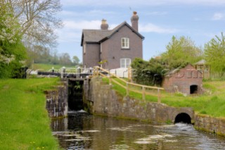 Lock house at Brithdir locks,Montgomery canal,near Berriew,Powys,Wales,UK.May 2006.