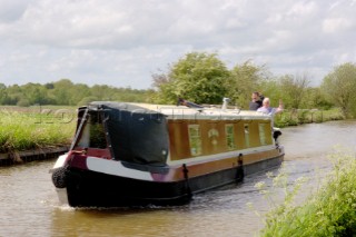 Narrow boat on the Prees branch,Llangollen canal,near Whixall,Shropshire,England,UK.May 2006.