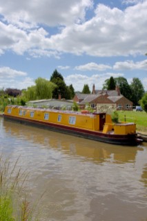 Narrow boat moored at the Jack Mytton Inn,Llangollen canal,Hindford,Whittington,Shropshire,England.June 2006.