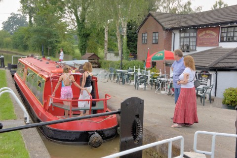 Locking through outside the Willey Moor Lock Tavernnear WhitchurchShropshireEnglandJuly 2006