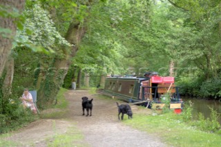 Secluded moorings on the Llangollen canal near Ellesmere tunnel,Ellesmere,Shropshire,England.July 2006.