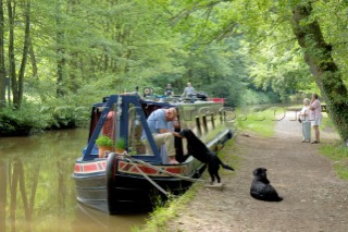 Secluded moorings on the Llangollen canal near Ellesmere tunnel,Ellesmere,Shropshire,England.July 2006.