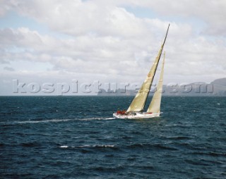 Wild Oats XI approaching Tasmania and the finish if the Rolex Sydney Hobart Race 2006