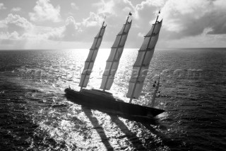 The Perini Navi superyacht Maltese Falcon owned by Tom Perkins sailing in The Superyacht Cup in Antigua