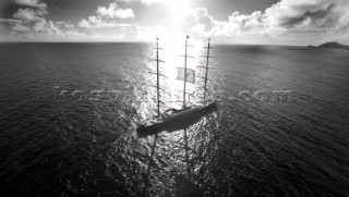 The Perini Navi superyacht Maltese Falcon owned by Tom Perkins sailing in The Superyacht Cup in Antigua