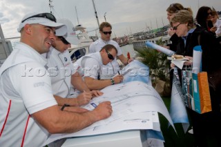 Valencia, 01 04 07. 32nd Americas Cup . Unveiling Day. BMW ORACLE Racing. .