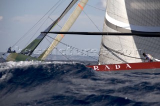 Prada prepares to hoist the spinnaker pole