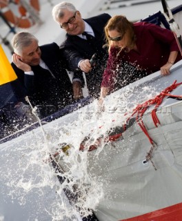 Valencia Spain 18- 01- 07 Luna Rossa ITA94 Launch:©Carlo Croce President YCI, Patrizio Bertelli Head Of Syndicate Luna Rossa and his wife Miuccia