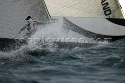 Trapani  03 10 2005 32nd Americas Cup Louis Vuitton Act 8 Alinghi Vs Team New Zealand Bow man on Tea