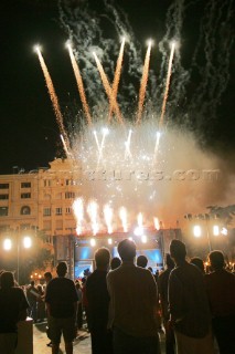 Night time party and fireworks for spectators in Valencia, Spain