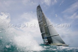 BMW Oracle crashing through a wave