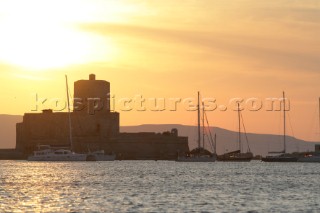 Port harbour of Trapani with moored yachts at anchor