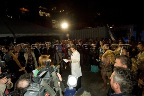 NZ prime Minister Helen Clark addresses the media and invited guests at the Tourisim New Zealand Cul