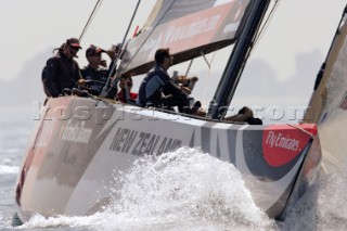 The wind picks up enough for Emirates Team New Zealand NZL92 but not enough for racing to start. Day four of the Louis Vuitton Cup 19/4/2007