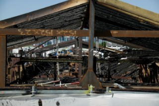 GREENWICH, ENGLAND - MAY 23rd:  First pictures below deck onboard the Cutty Sark, the worlds last remaining Tea Clipper ship, after it was damaged by fire on May 21st 2007. Police forensic teams continue to investigate the cause. The Cutty Sark Restoration Trust will raise money to rebuild the ship. (Photo by Kos/Kos Picture Source)