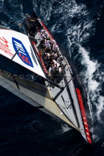 VALENCIA, SPAIN - May 14th:  Prada (ITA) racing against BMW Oracle (USA) during the first semi final match of the Louis Vuitton Cup on May 14th 2007. Prada wins 1-0.