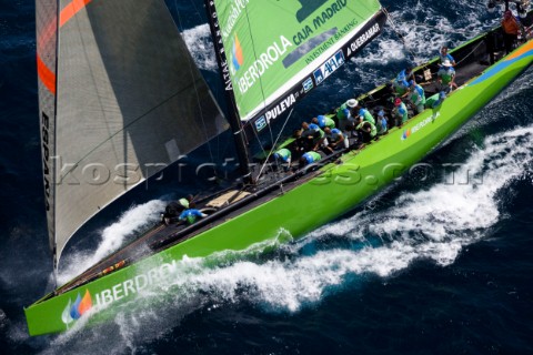 VALENCIA SPAIN  May 14th  HRH King JuanCarlos of Spain orange shirt racing as 18th man onboard Desaf