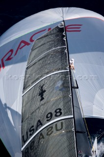 VALENCIA, SPAIN - May 14th:  BMW Oracle (USA) racing against Prada during the first semi final match of the Louis Vuitton Cup on May 14th 2007.