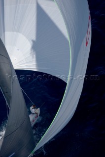 VALENCIA, SPAIN - May 14th:  BMW Oracle (USA) racing against Prada during the first semi final match of the Louis Vuitton Cup on May 14th 2007.