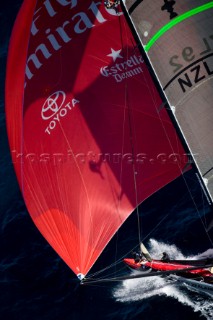 VALENCIA, SPAIN - May 14th:  Team New Zealand during the first semi final match of the Louis Vuitton Cup on May 14th 2007. Team New Zealand wins 1-0.