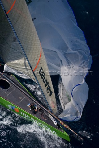 VALENCIA SPAIN  May 14th  HRH King JuanCarlos of Spain orange shirt racing as 18th man onboard Desaf