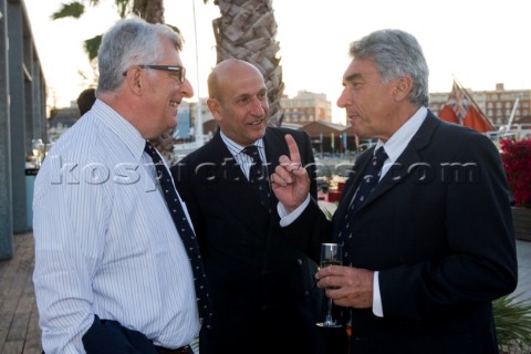 VALENCIA SPAIN  May 14th Patrizio Bertelli the owner of the Luna Rossa Prada Challenge left meets Mr