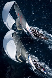 VALENCIA, SPAIN - May 14th:  Prada (ITA) racing against BMW Oracle (USA) during the first semi final match of the Louis Vuitton Cup on May 14th 2007. Prada wins 1-0.