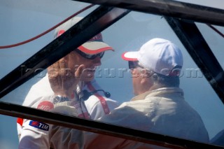 Valencia, 18 05 2007. Louis Vuitton Cup Semi Finals. Patrizio Bertelli and James Spithill.