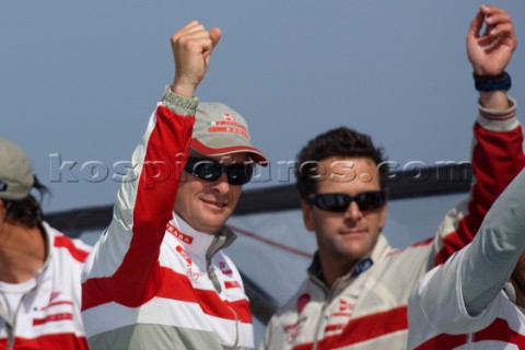 Valencia 20 05 2007 Louis Vuitton Cup Semi Finals Luna Rossa Challenge Happiness for having won the 