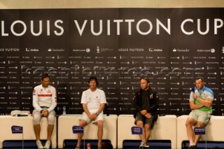 VALENCIA, SPAIN - May 18th:  Competitors representing the four race yachts at the Press Conference after the fourth semi final match of the Louis Vuitton Cup on May 18th 2007. Prada wins 3-1. Team New Zealand wins 3-1.