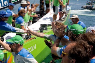 Valencia, 18 05 2007. Louis Vuitton Cup Semi Finals. Desafio Espanol 2007 leaves the Dock.