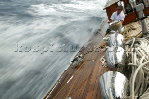 PALMA MAJORCA  JUNE 16TH  The crew onboard the JClass yacht Ranger practice manoeuvres in preparatio