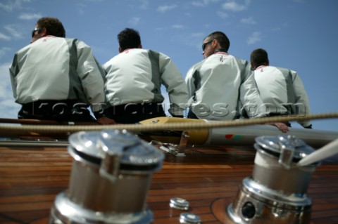 PALMA MAJORCA  JUNE 16TH  The crew onboard the JClass yacht Ranger practice manoeuvres in preparatio