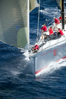 PALMA, MAJORCA - JUNE 17TH:  The 30m canting keel maxi yacht Wild Oats XI owned by Bob Oatley sailing on Fortis Day of the Superyacht Cup Ulysse Nardin on June 17th 2007. Fifty-two of the worlds largest and most expensive sailing superyachts have gathered in Majorca for three days of sailing and social events. Wild Oats won the first day prevailing in the light winds.