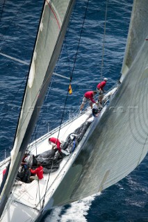 PALMA, MAJORCA - JUNE 17TH:  The 30m canting keel maxi yacht Wild Oats XI owned by Bob Oatley sailing on Fortis Day of the Superyacht Cup Ulysse Nardin on June 17th 2007. Fifty-two of the worlds largest and most expensive sailing superyachts have gathered in Majorca for three days of sailing and social events. Wild Oats won the first day prevailing in the light winds.